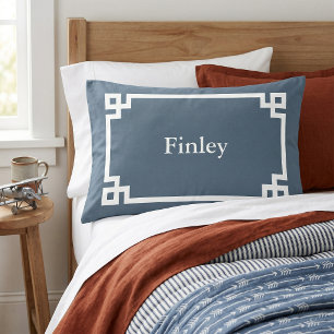 Lake Blue Greek Key Monogram Standard Pillow Case