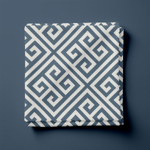 Lake Blue Greek Key Pattern Fabric