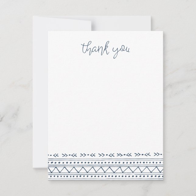 Lake Blue Modern Boho Thank You Card (Front)