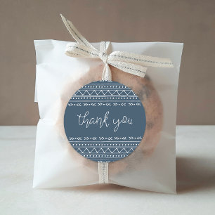 Lake Blue Modern Boho Thank You Classic Round Sticker