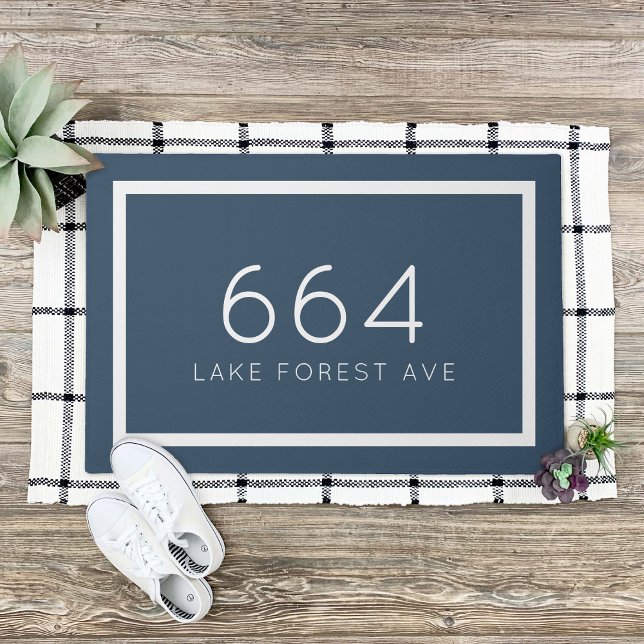 Lake Blue Personalised Address Number Doormat (Creator Uploaded)