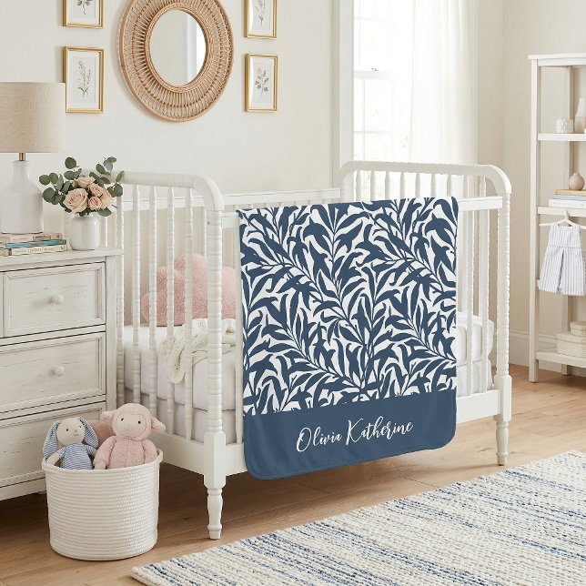 Lake Blue Willow Bough Monogrammed Sherpa Blanket (Creator Uploaded)