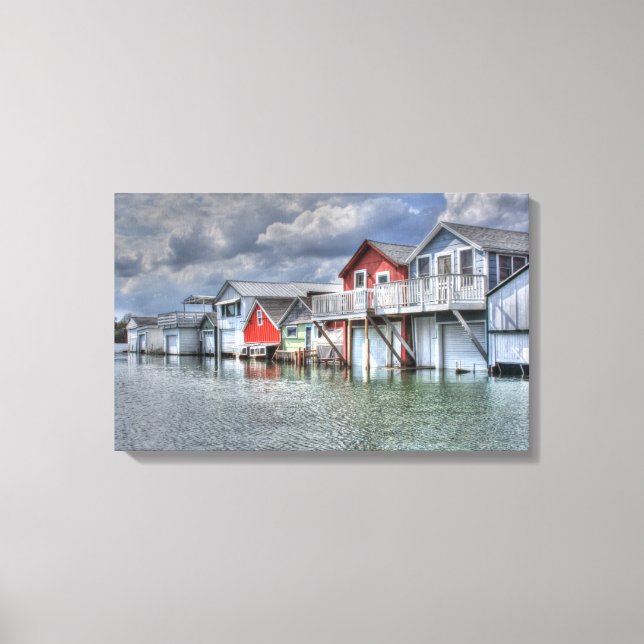 Lake boathouses canvas print (Front)