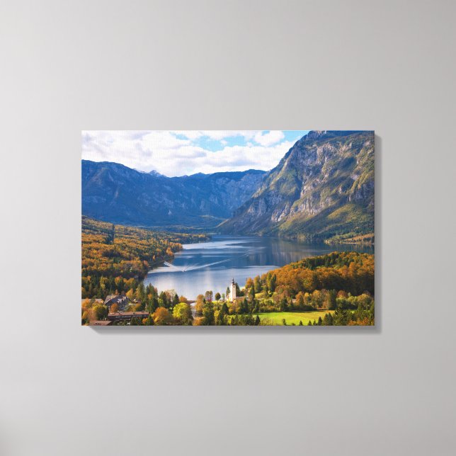 Lake Bohinj in Slovenia in autumn Canvas Print (Front)