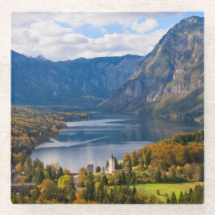 Lake Bohinj in Slovenia in autumn Glass Coaster