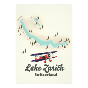 Lake Brienz Switzerland map Photo Print