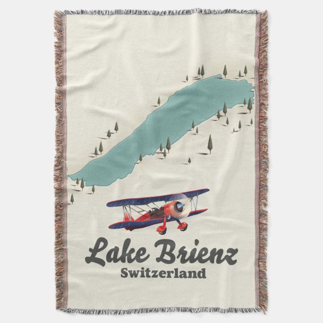 Lake Brienz Switzerland map Poster Throw Blanket (Front Vertical)