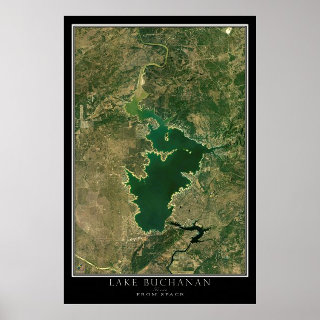 Lake Buchanan Texas Satellite Poster Map (Front)