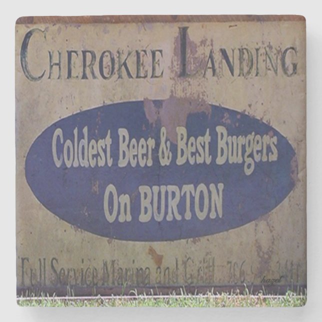 Lake Burton Cherokee Landing Marble Stone Coaster. Coaster (Front)