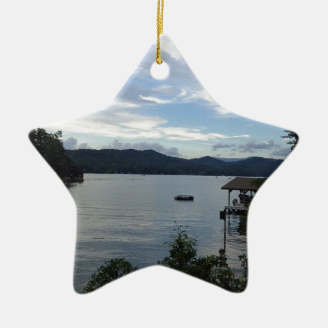 Lake Burton View Ceramic Tree Decoration (Front)