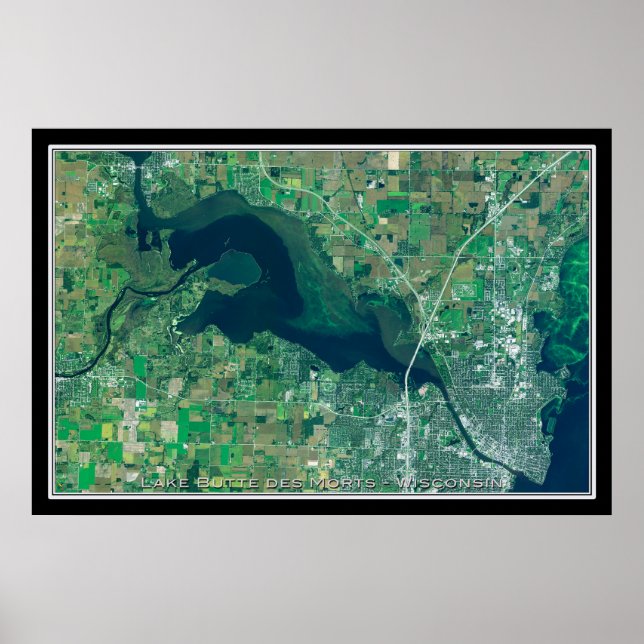 Lake Butte des Morts Wisconsin Satellite Map Poster (Front)