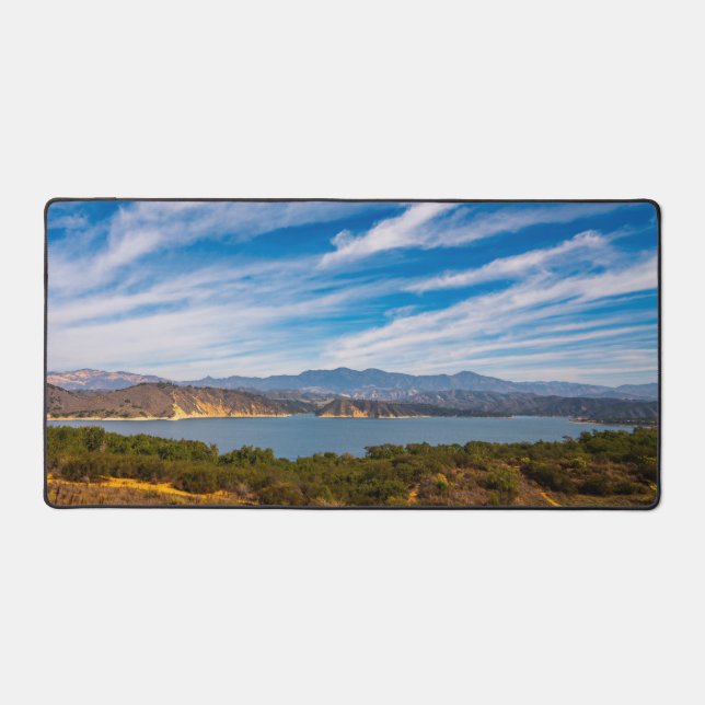 Lake Cachuma Panorama Santa Ynez Mountain Photo Desk Mat (Front)
