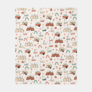 Lake camping - Light beige Fleece Blanket
