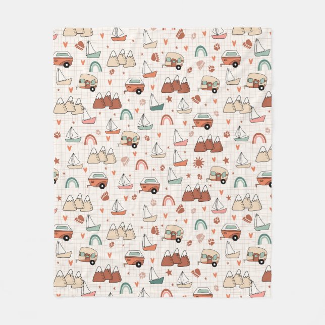 Lake camping - Light beige Fleece Blanket (Front)
