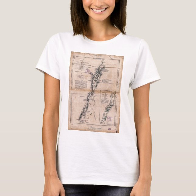 Lake Champlain Lake George Crown Point Map (1776) T-Shirt (Front)