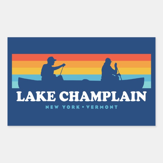 Lake Champlain New York Vermont Canoe Rectangular Sticker (Front)