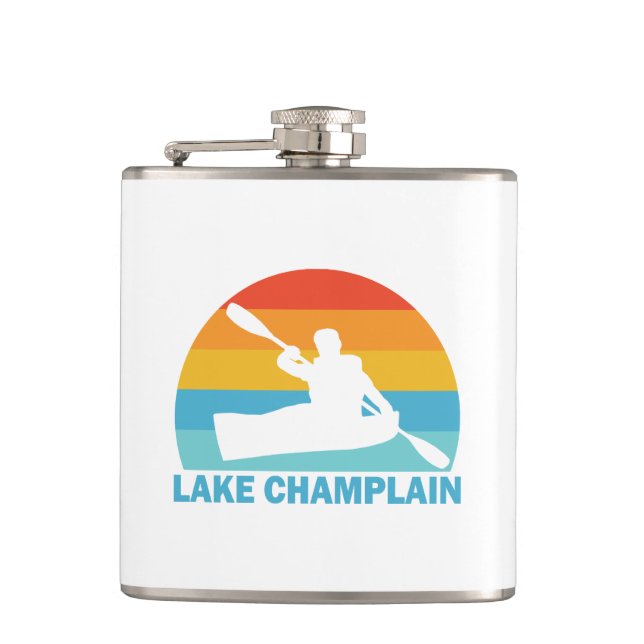Lake Champlain New York Vermont Kayak Hip Flask (Front)