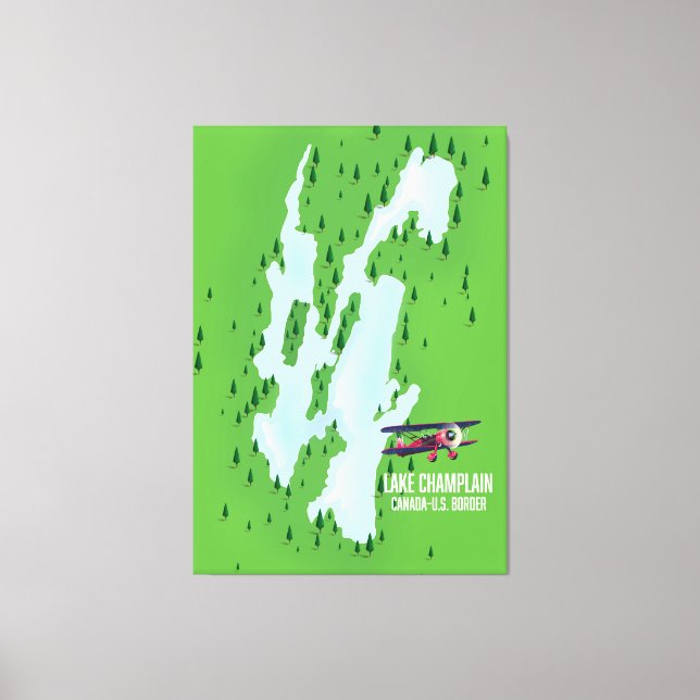 Lake Champlain USA Canada Map poster Canvas Print (Front)