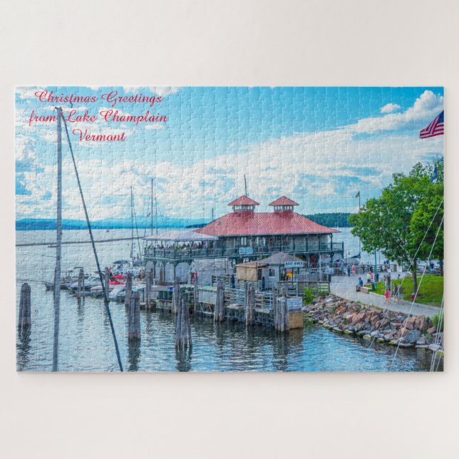 Lake Champlain  Vermont.Christmas Greetings Jigsaw Puzzle (Horizontal)
