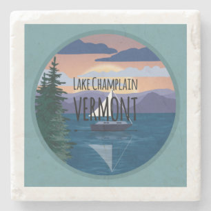 Lake Champlain Vermont travel design Stone Coaster