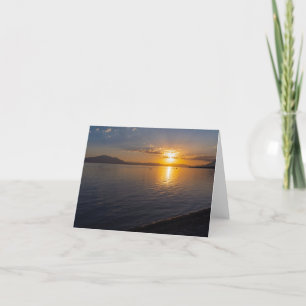 lake chapala and mountains along horizon at sunset thank you card