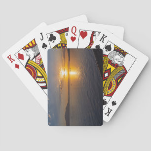 lake chapala & mountains along horizon at sunset playing cards