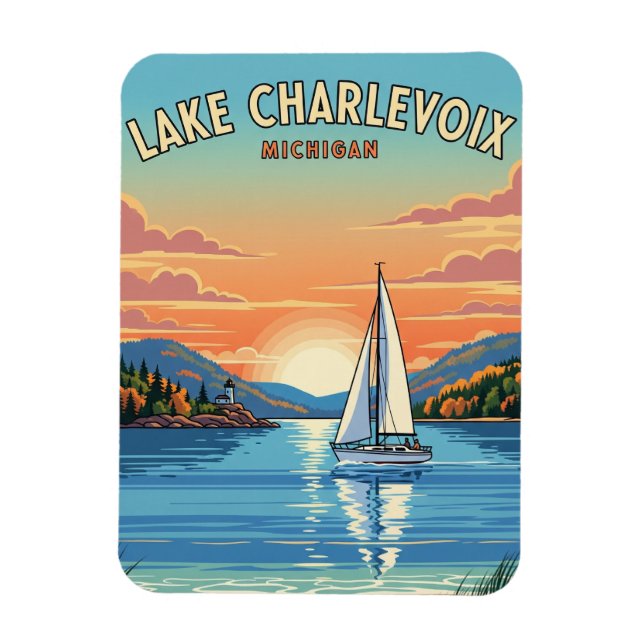 Lake Charlevoix Michigan Travel Magnet (Vertical)