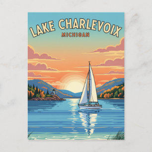 Lake Charlevoix Michigan Travel Postcard
