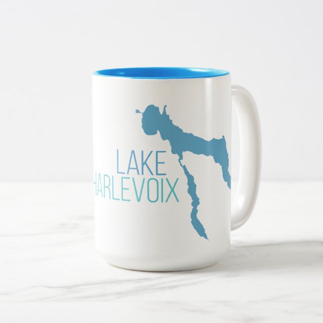Lake Charlevoix Two-Tone Coffee Mug (Front Right)