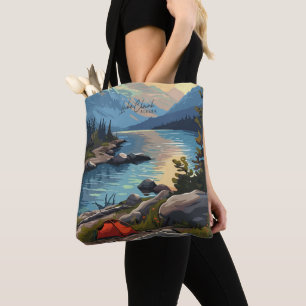 Lake Clark Alaska USA Vintage Travel Illustration Tote Bag