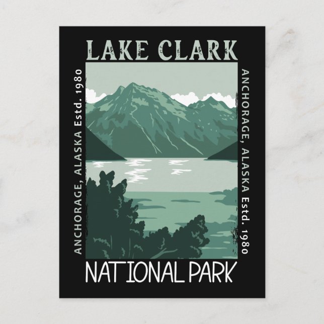 Lake Clark National Park Alaska Vintage Distressed Postcard (Front)