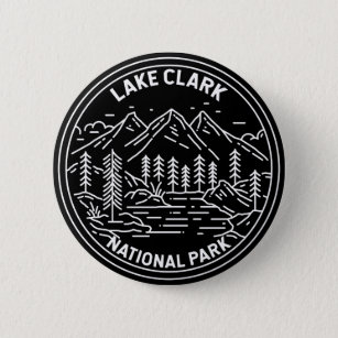 Lake Clark National Park Alaska Vintage Monoline 6 Cm Round Badge