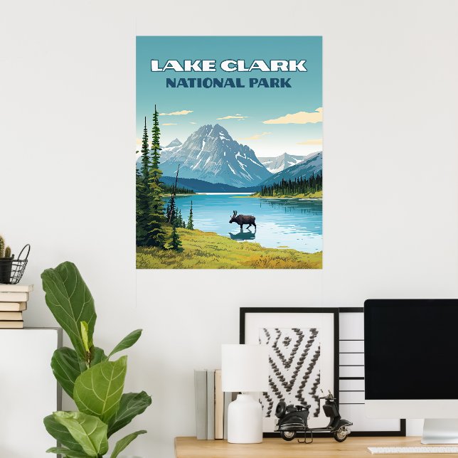Lake Clark National Park Alaska Vintage Travel  Poster (Home Office)