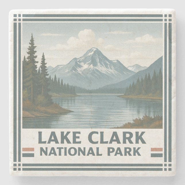 Lake Clark National Park Stone Coaster (Front)