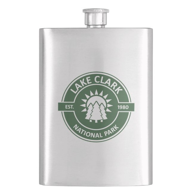 Lake Clark National Park Sun Trees Hip Flask (Front)