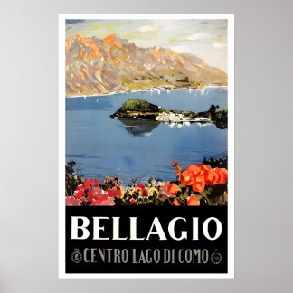 Lake Como Bellagio Vintage Italian POSTER PRINT