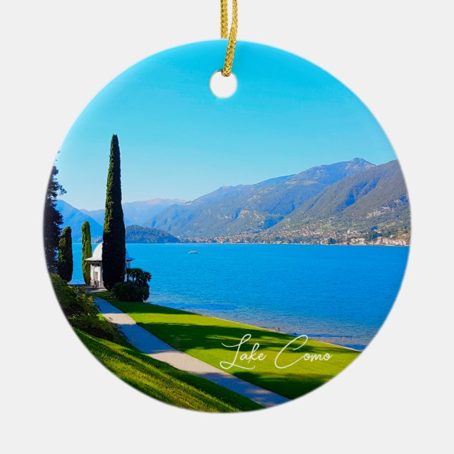 Lake Como Bellagio Walkway Italy Ceramic Tree Decoration (Front)