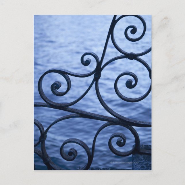 Lake Como, detail, view of walkway iron railing Postcard (Front)