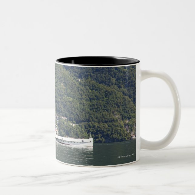 Lake Como, ferry boat Two-Tone Coffee Mug (Right)