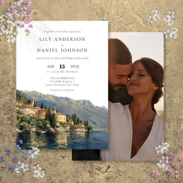 Lake Como Italian Destination Photo Wedding Invitation (Lake Como Italian Destination Photo Wedding Invitation)