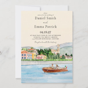 Lake Como Italy Illustrated Wedding Invitation