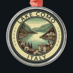 Lake Como Italy Illustration Travel Art Badge Metal Tree Decoration<br><div class="desc">Lake Como painterly art design. Lake Como,  in Northern Italy’s Lombardy region,  is an upscale resort area known for its dramatic scenery,  set against the foothills of the Alps.</div>