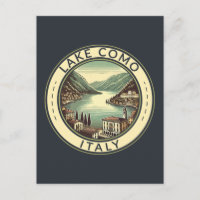 Lake Como Italy Illustration Travel Art Badge