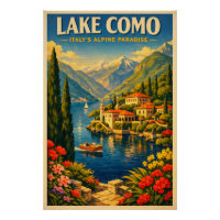 Lake Como, Italy, in a classic retro travel