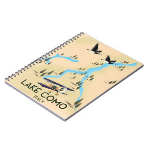 Lake Como Italy Map Travel poster Notebook