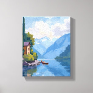 Lake Como, Italy Painting Art Canvas Print