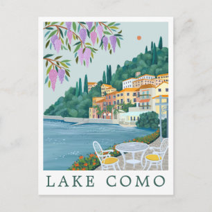 Lake Como Italy Travel Illustration Postcard