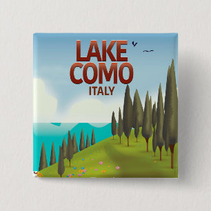 Lake Como Italy travel postcard. 15 Cm Square Badge