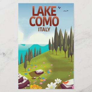 Lake Como Italy travel postcard. Stationery
