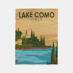 Lake Como Italy Vintage Fleece Blanket